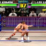 1. Classic wrestling game featuring fighters Razor Ramon and Lex Luger on the ring.