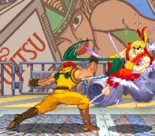 Streets of Rage 4 arcade game with fighting characters battling on city street during daytime.