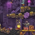 Gameplay screenshot of Mining Adventures showing a miner character exploring underground tunnels.