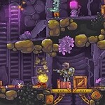 Gameplay screenshot of Mining Adventures showing a miner character exploring underground tunnels.