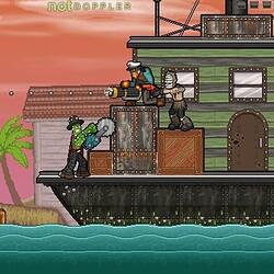 1. Action-packed pirate ship battle with soldiers shooting cannons and fighting pirates on deck.