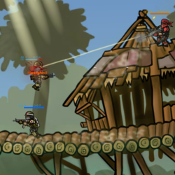 Explosive firefight in a tower defense game with soldiers and tactical combat.