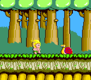 Cute pixel art girl with snail in forest from Minigames.pro.