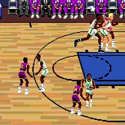 Basketball game between Lakers and Celtics during NBA Playoffs.