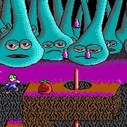 Colorful retro monster-themed platformer game screenshot.