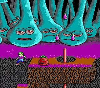 Upside-down and disoriented creatures with tired eyes in a surreal pixel art environment.