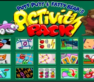 Colorful pixel activity pack game featuring fun mini-games and cartoon characters.