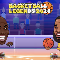 BASKETBALL LEGENDS 2020 cartoon-style basketball game gameplay scene.
