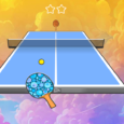 Colorful Table Tennis Game with a Vibrant Sky Background.