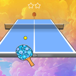 Colorful Table Tennis Game with a Vibrant Sky Background.