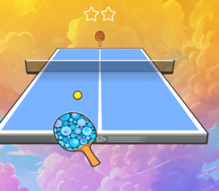 Colorful Table Tennis Game with a Vibrant Sky Background.