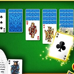 Aces and Kings in a colorful free solitaire card game with animated special cards.