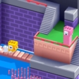 Colorful blocky animal characters in a voxel-style puzzle game.