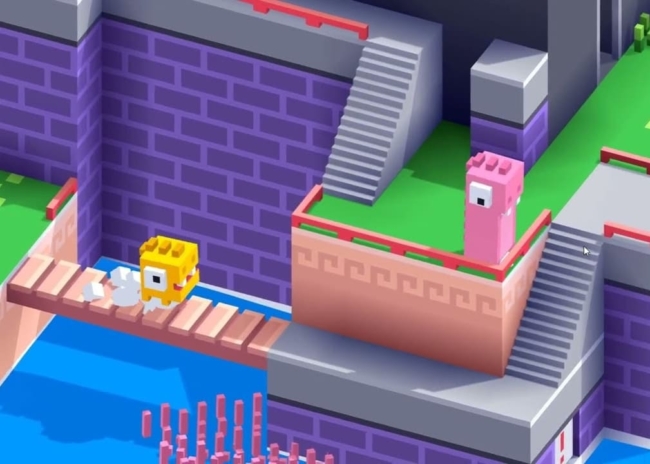 Colorful blocky animal characters in a voxel-style puzzle game.
