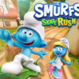 Smurf characters skateboarding in 
