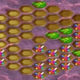 Hexx AGON game screenshot with colorful insects and honeycomb grid.