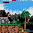 Pixelated caveman adventure game showcasing prehistoric dinosaurs and jungle scenery.