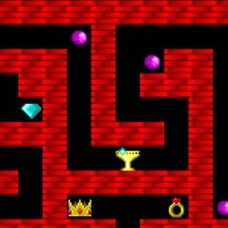 Classic maze game with treasures and obstacles for all ages.