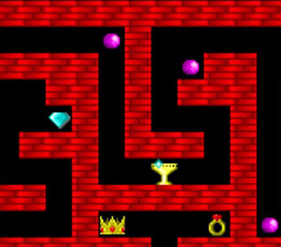 Classic maze game with treasures and obstacles for all ages.