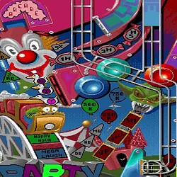 Bright, colorful pinball game with animated characters and dynamic gameplay.