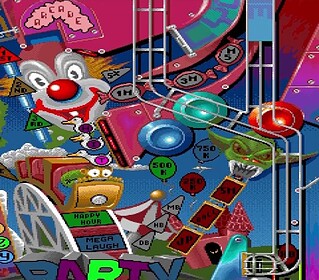 Bright, colorful pinball game with animated characters and dynamic gameplay.