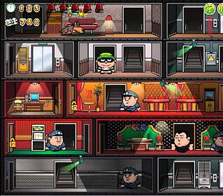 Bob the Thief 1 game screenshot with multiple floors and characters.