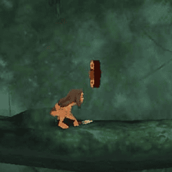 Low-resolution jungle animal platformer game screenshot with a tiger and a bear.