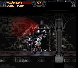 Batman Forever console game scene with Batman fighting enemies.