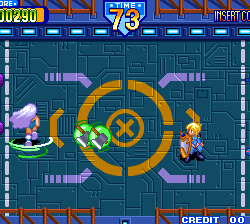 Space shooter arcade game with spaceship and alien enemies.