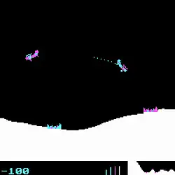 Screenshot of Sopwith game showing airplane flying and shooting enemies.