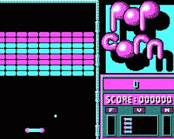 Classic Popcorn game with pixelated graphics and score display.