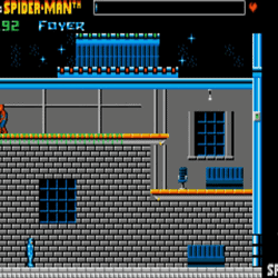 Classic Spider-Man video game screenshot featuring web-slinging action.