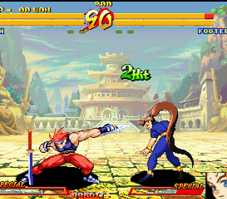Classic Street Fighter II arcade game screenshot with characters in combat.