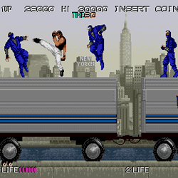 Classic arcade game screenshot featuring martial artist fighting enemies in New York City.