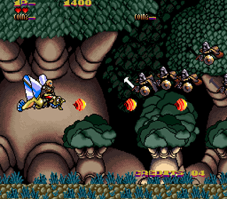 Dragon's Lair fantasy adventure game gameplay screenshot with hero riding a dragon and enemies in a.