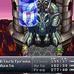 Screenshot of a boss fight with Black Tyrano in Chrono Trigger.