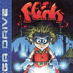 Cover art for Flash on Sega Mega Drive, featuring a cartoon character with wild hair and a magic ca-.
