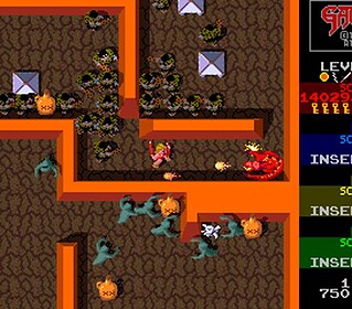 Gauntlet II gameplay screenshot showing characters battling monsters.