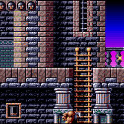 Classic Castlevania II: Simon's Quest game scene with characters fighting.