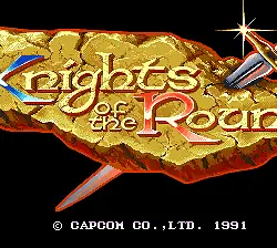 Knights of the Round game logo on a stone background, medieval sword and shield design.