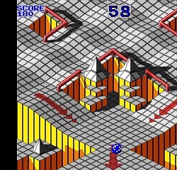 Classic maze escape game with colorful walls and a blue ball navigating through obstacles.