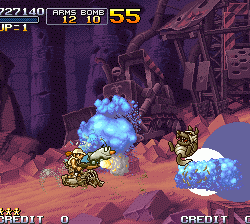 Arcade game screenshot featuring tanks in a battle scene from Battle City.