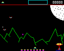 Arcade game screenshot featuring Mario and enemies in a pixelated landscape.