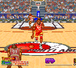 Vintage NBA Jam 1993 arcade basketball game screenshot.