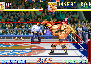 Street Fighter II arcade game fight scene with Ryu and M. Bison.