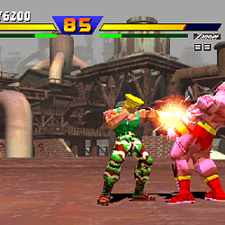 Street Fighter game fight scene with characters in combat.