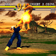 Street Fighter III: 3rd Strike gameplay with Ryu executing a fiery kick.