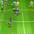 Soccer match gameplay screenshot from the game title, showing players on the field.