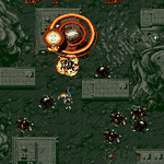Classic arcade game screenshot with spaceship shooting enemies.