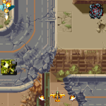 Classic vertical shooter game with planes, enemies, and explosions.